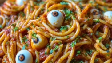 Bloody Spaghetti with Mozzarella Eyeballs - 2