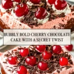 Bubbly Bold Cherry Chocolate Cake with a Secret Twist - Pin 1