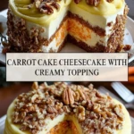 Carrot Cake Cheesecake with Creamy Topping - Pin 1