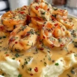 Creamy Garlic Shrimp Over Mashed Potatoes
