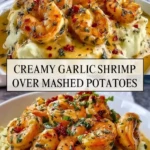 Creamy Garlic Shrimp Over Mashed Potatoes - Pin 1
