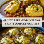 Ground Beef and Dumplings Hearty comfort food dish - Pin 1