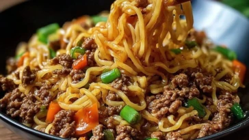 Mongolian Ground Beef Noodles - 1