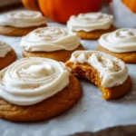 Pumpkin Sugar Cookies Soft cookies topped with cream cheese frosting