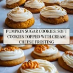 Pumpkin Sugar Cookies Soft cookies topped with cream cheese frosting - Pin 1