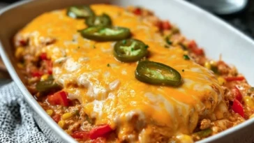 Queso Smothered Fajita Casserole