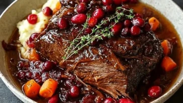 Slow-Braised Beef Roast with Cranberry Balsamic Glaze Recipe