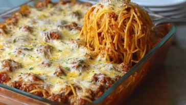 Baked Cream Cheese Spaghetti Casserole