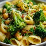 Broccoli Chickpea Pasta with Garlic Olive Oil