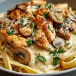 Creamy Garlic Chicken & Mushroom Pasta