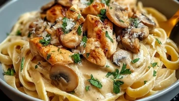 Creamy Garlic Chicken & Mushroom Pasta