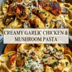 Creamy Garlic Chicken & Mushroom Pasta - Pin 1