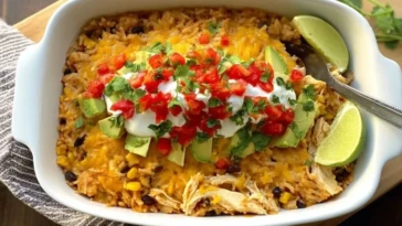 Creamy Mexican Rice & Chicken Dinner Casserole