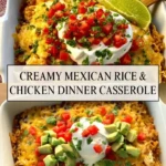 Creamy Mexican Rice & Chicken Dinner Casserole - Pin 1