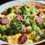 Keto Broccoli and Cauliflower Au Gratin with Sausage
