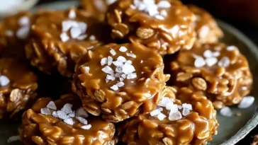 No Bake Salted Caramel Cookies