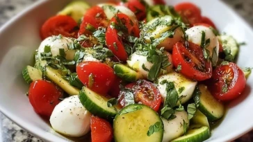 Tomato Cucumber Mozzarella Salad - 1