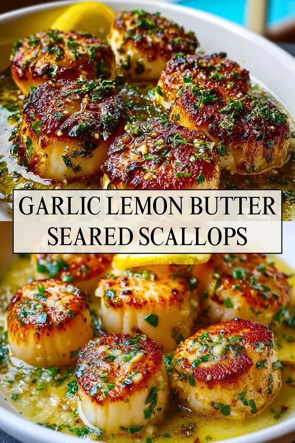 Garlic Lemon Butter Seared Scallops - Pin 1