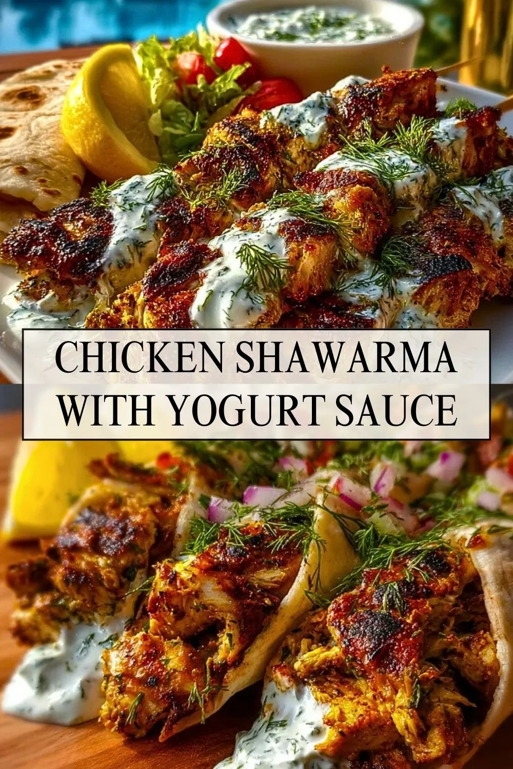 Chicken Shawarma with Yogurt Sauce - Pin 1