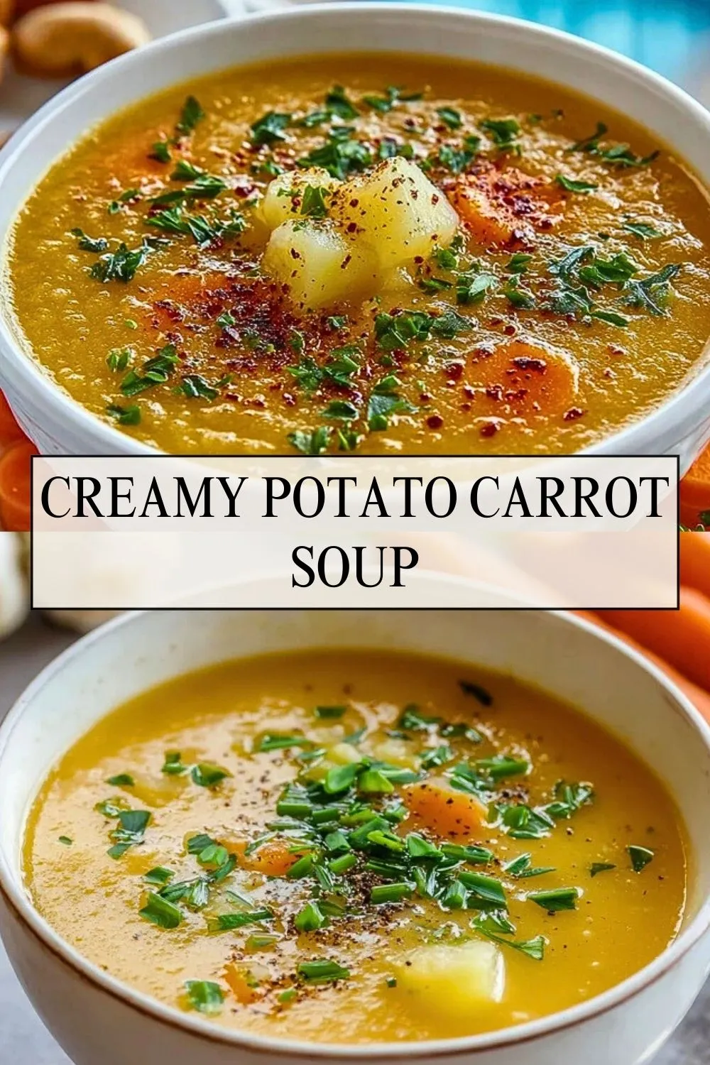 Creamy Potato Carrot Soup - Pin 1