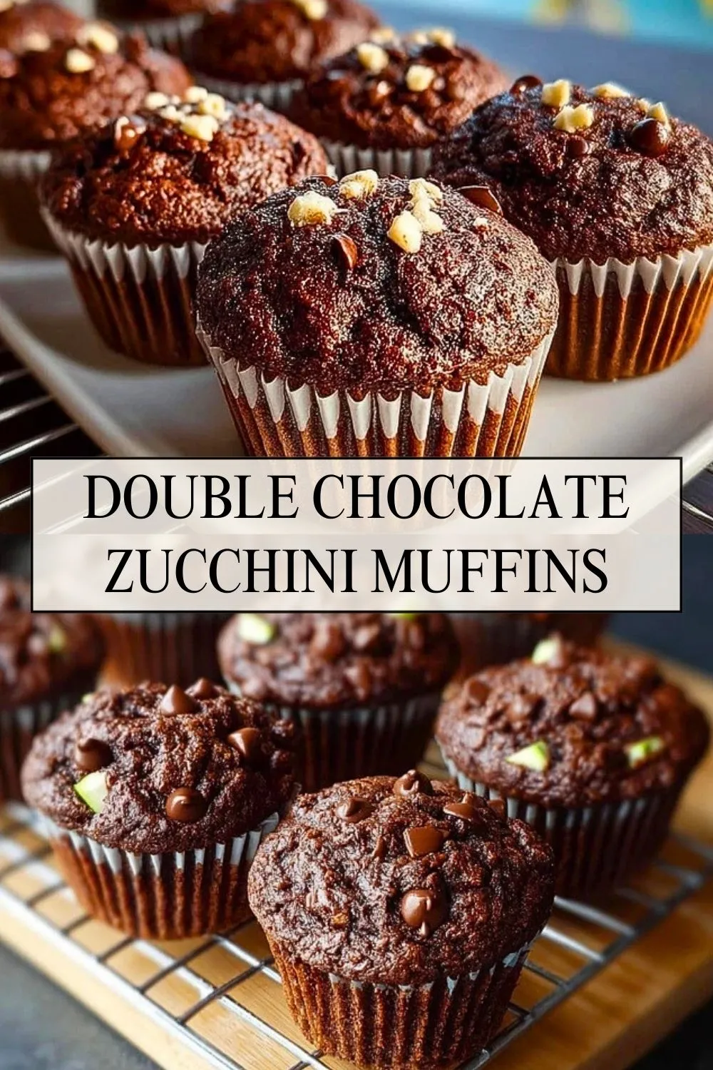 Double Chocolate Zucchini Muffins - Pin 1
