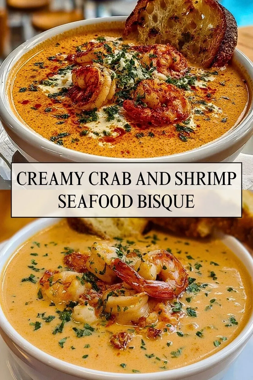 Creamy Crab and Shrimp Seafood Bisque - Pin 1