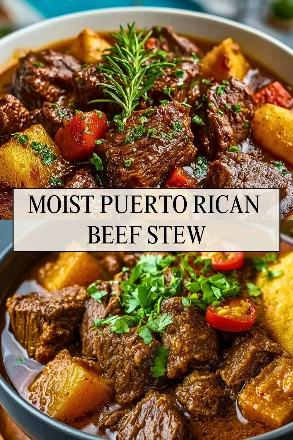 Moist Puerto Rican Beef Stew - Pin 1