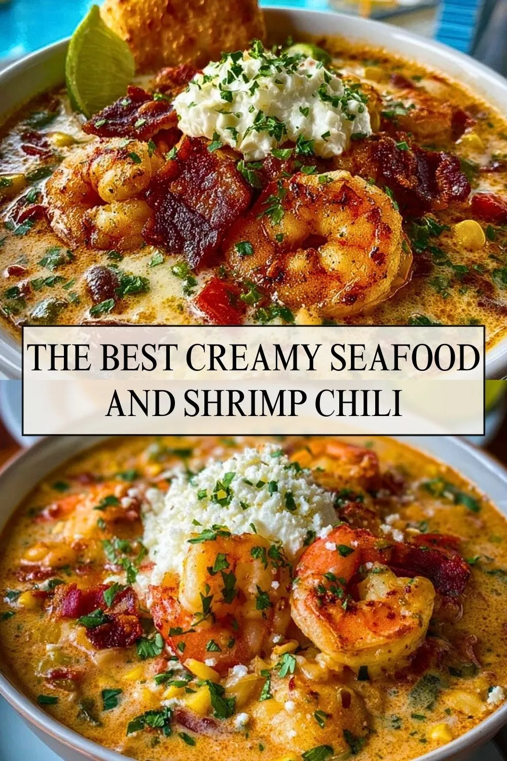The Best Creamy Seafood and Shrimp Chili - Pin 1