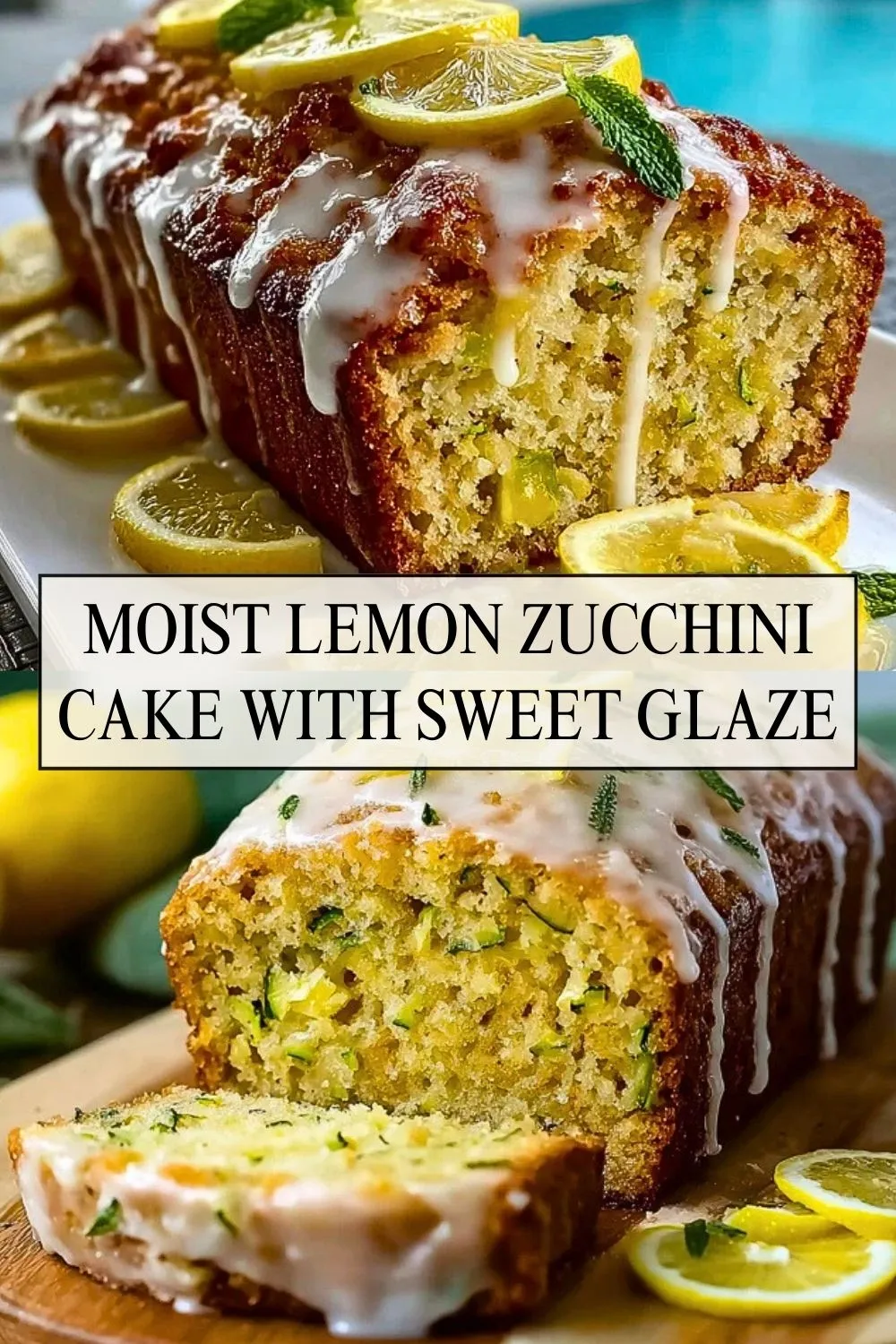 Moist Lemon Zucchini Cake with Sweet Glaze - Pin 1