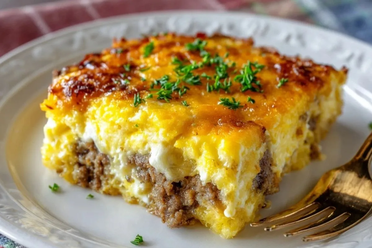 Sausage Egg and Cream Cheese Hashbrown Casserole