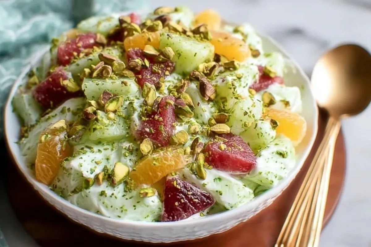 Traditional Watergate Fruit Salad with Pistachios