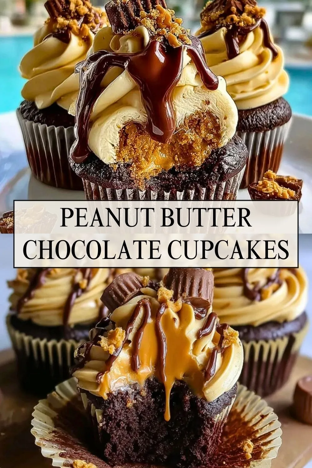 Peanut Butter Chocolate Cupcakes - Pin 1