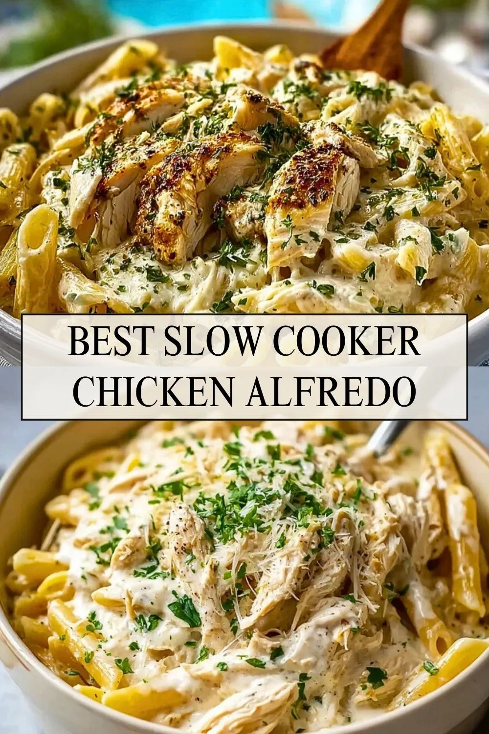 Best Slow Cooker Chicken Alfredo - Pin 1