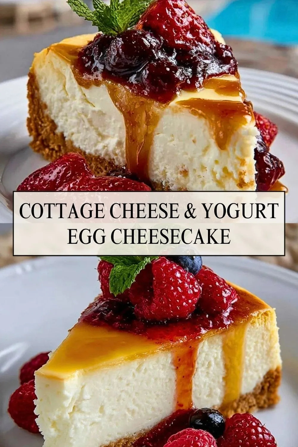 Cottage Cheese & Yogurt Egg Cheesecake - Pin 1