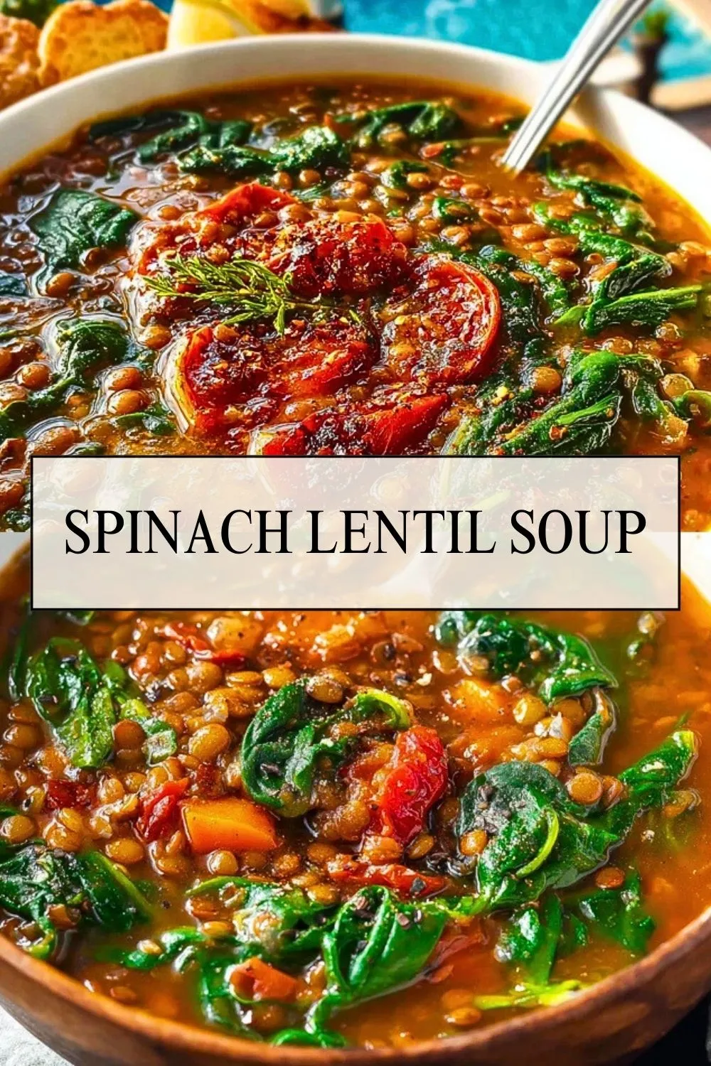 Spinach Lentil Soup - Pin 1