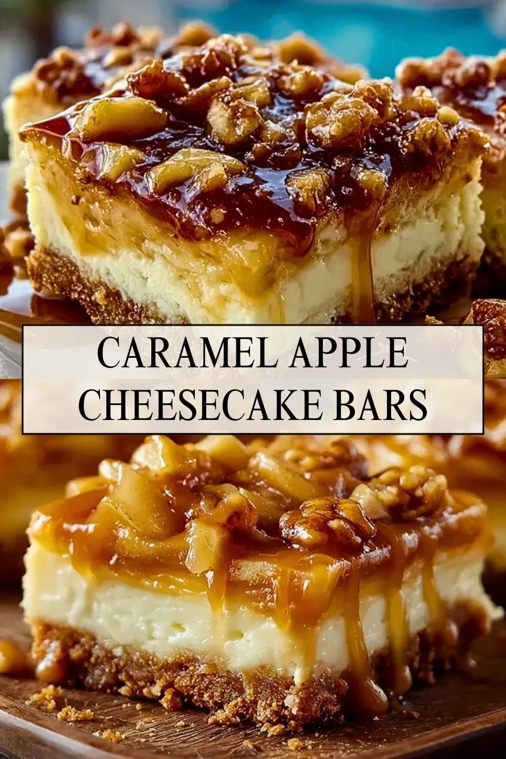 Caramel Apple Cheesecake Bars - Pin 1