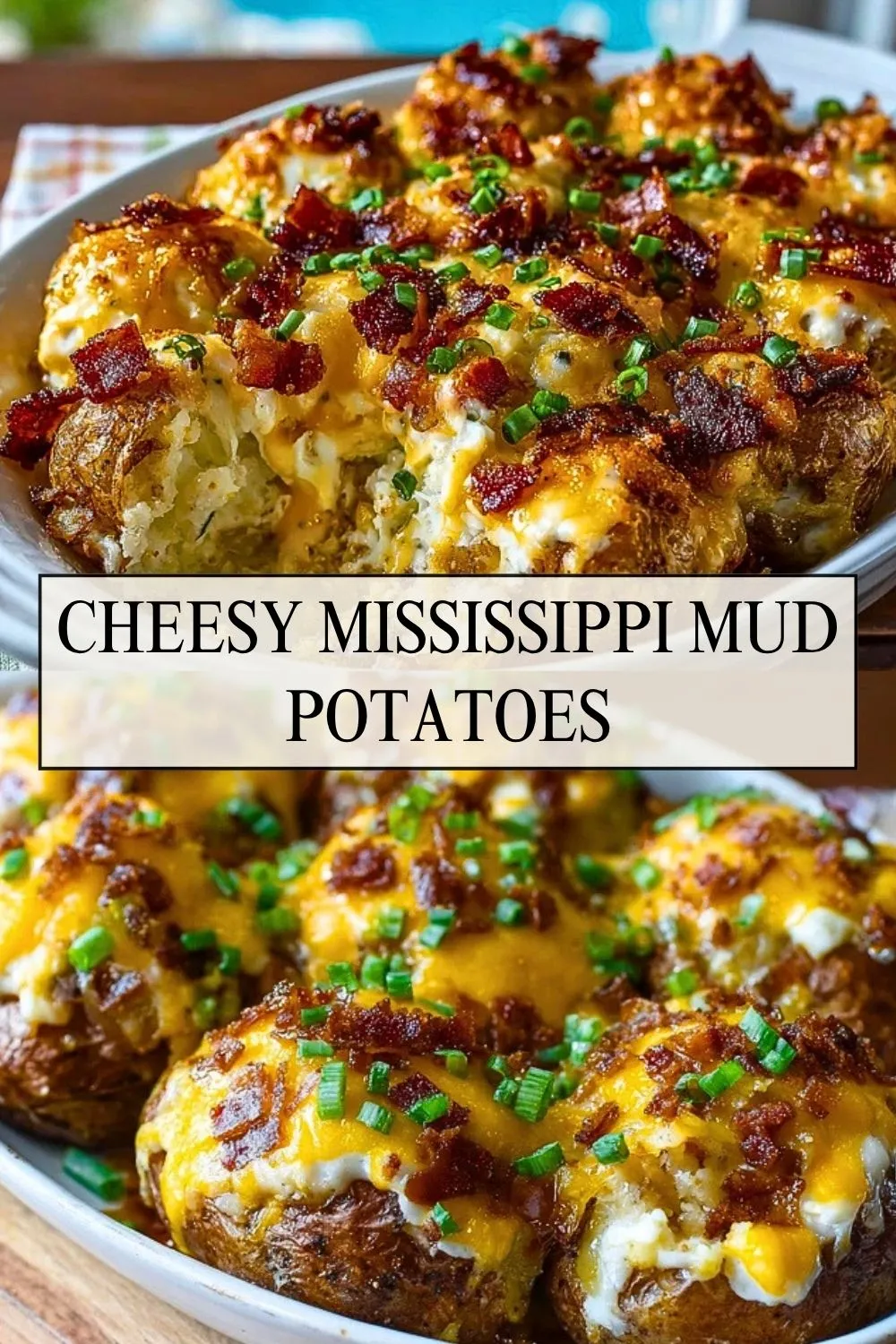 Cheesy Mississippi Mud Potatoes - Pin 1