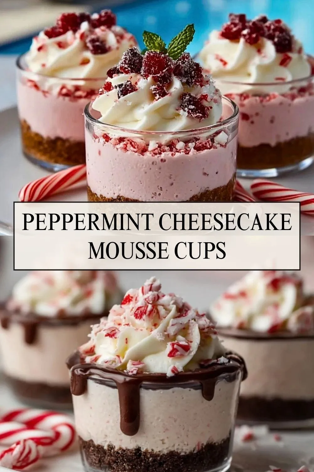 Peppermint Cheesecake Mousse Cups - Pin 1