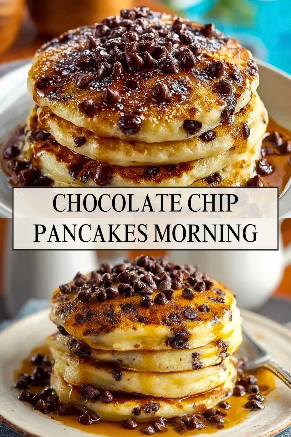 Chocolate Chip Pancakes Morning - Pin 1