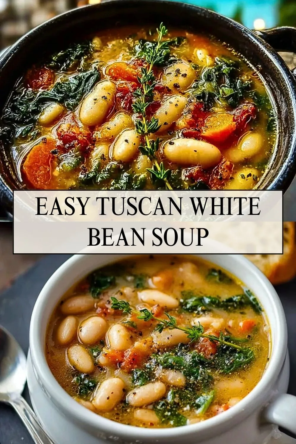 Easy Tuscan White Bean Soup - Pin 1
