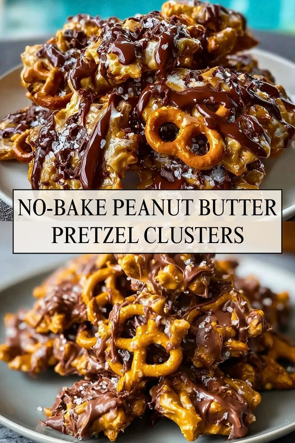 No-Bake Peanut Butter Pretzel Clusters - Pin 1