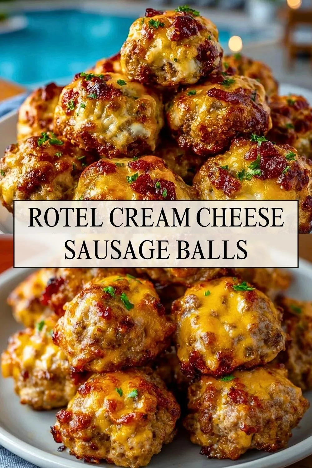 Rotel Cream Cheese Sausage Balls - Pin 1