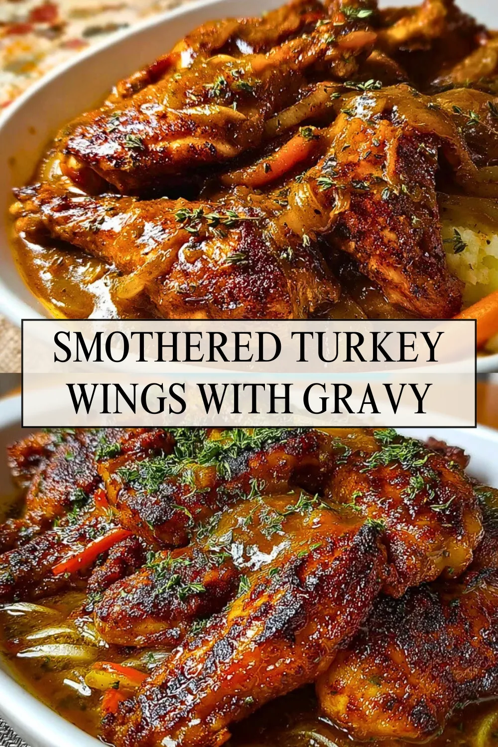 Smothered Turkey Wings with Gravy - Pin 1