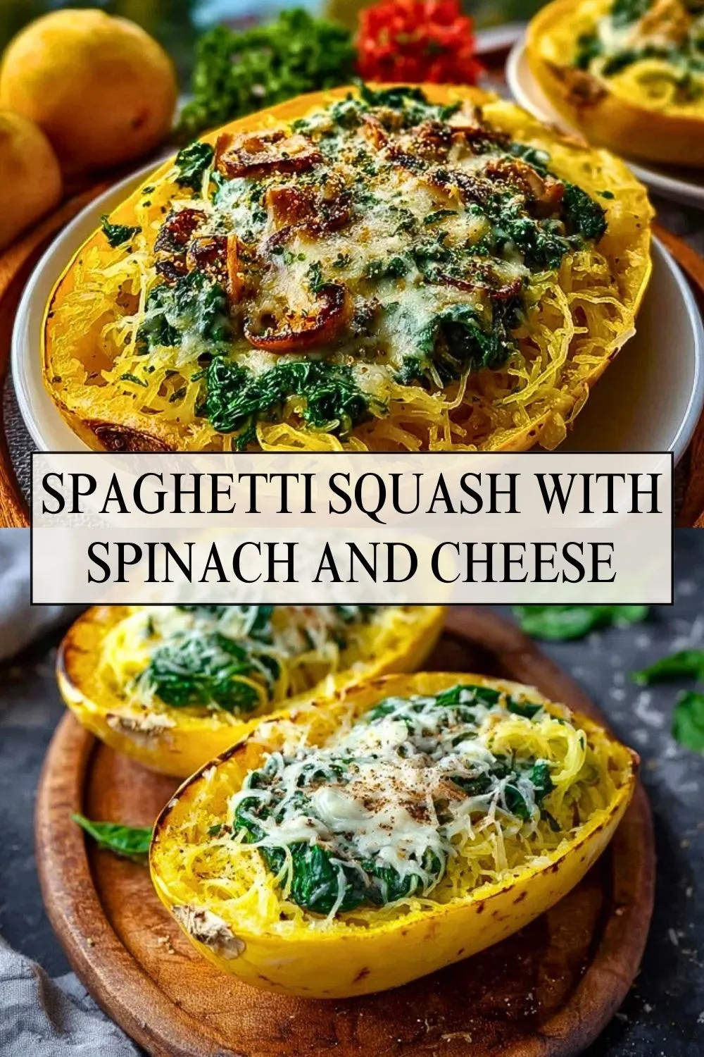 Spaghetti Squash with Spinach and Cheese - Pin 1